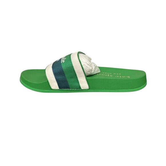 NIB! Kate Spade Buttercup Canvas Green Tropical Pool Slide Sandals - Size 7 - Picture 6 of 10